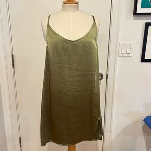 Motel rocks olive green slip dress with slit